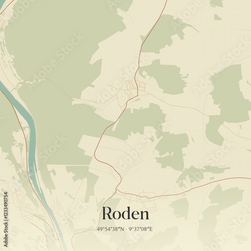Obraz na płótnie Vintage map of Roden, Germany. w salonie