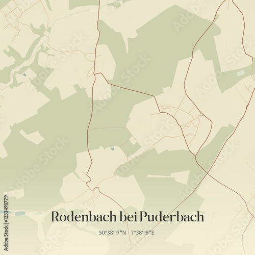 Vintage map of Rodenbach bei Puderbach, Germany. photo