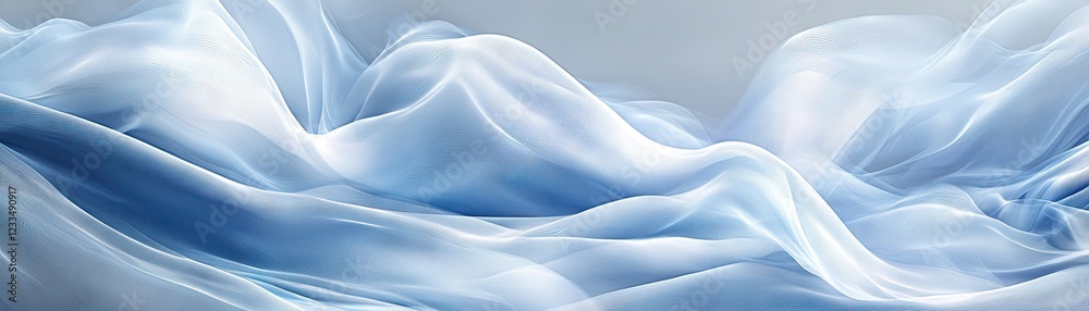 Obraz premium Blue silk fabric waves, elegant texture, soft background, design resource