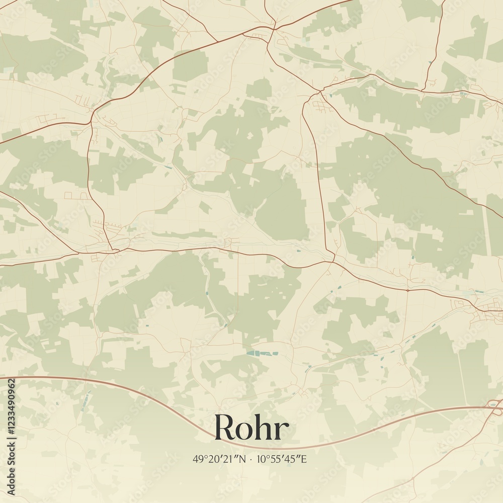 Fototapeta premium Vintage map of Rohr, Germany.