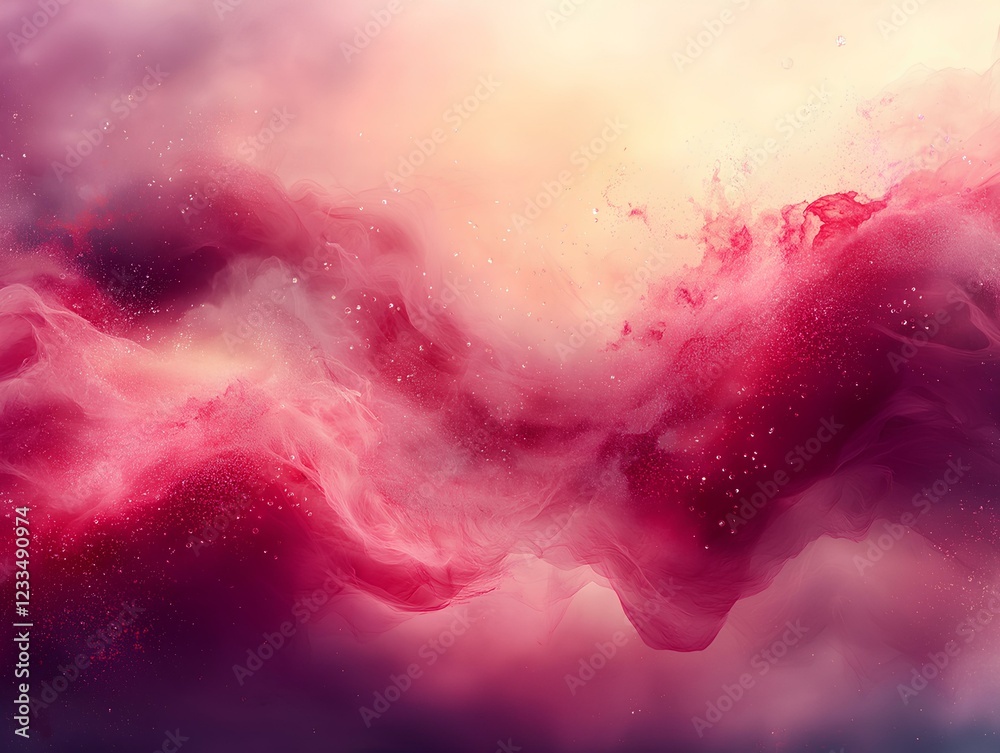 Obraz premium A romantic atmosphere Valentine's Day wallpaper with watercolor splashes in shades of crimson and blush pink