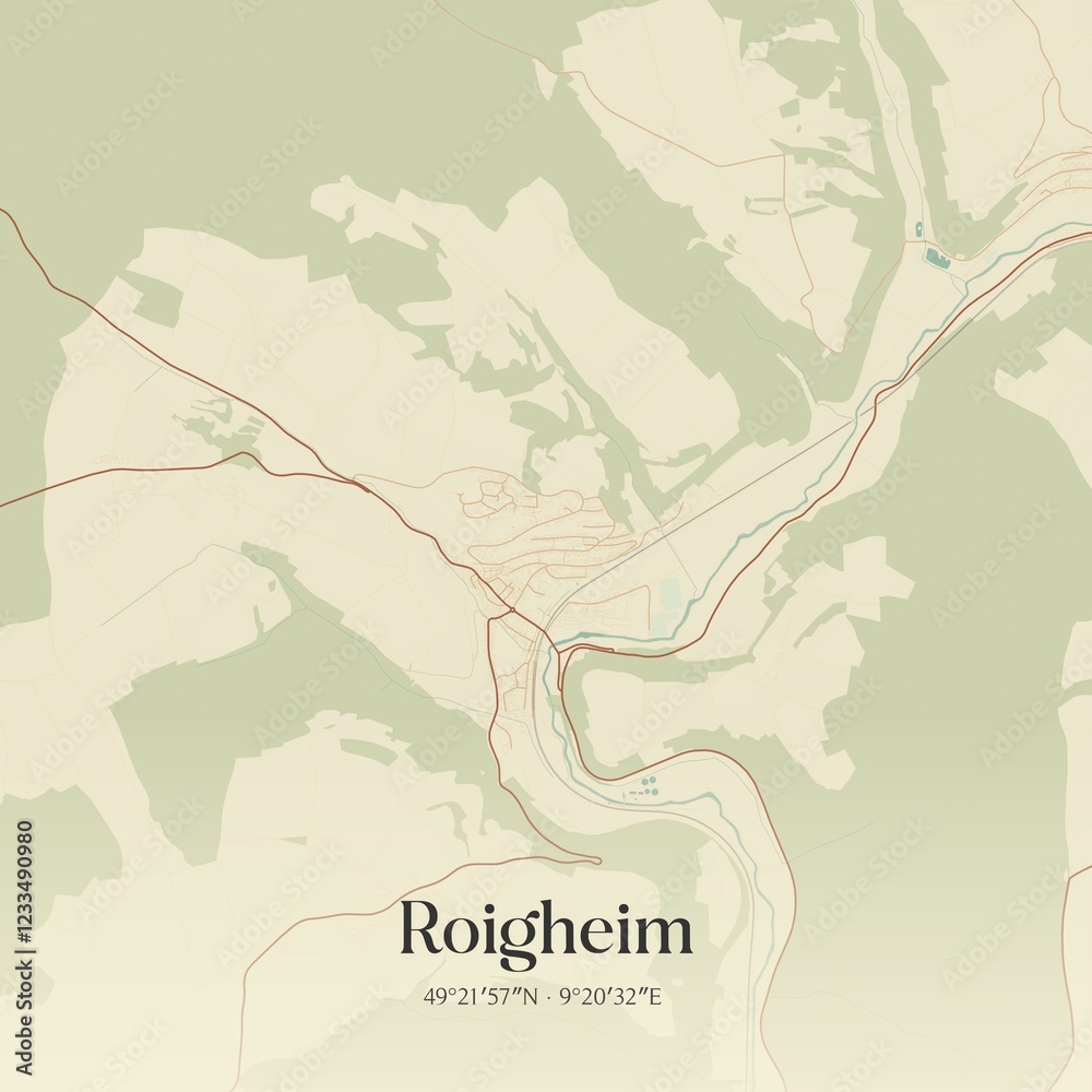 Fototapeta premium Vintage map of Roigheim, Germany.