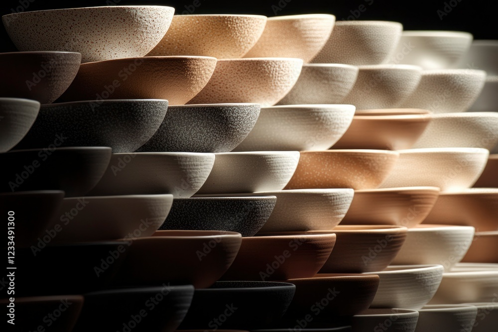 Obraz premium Stacked Ceramic Bowls In Varied Earthy Tones