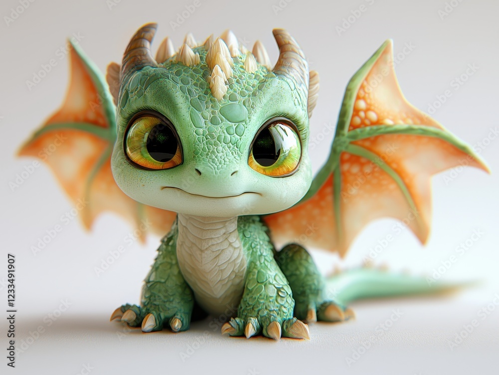 Fototapeta premium A cute, stylized dragon character with vibrant colors and expressive features.