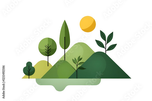 Geometric nature, Modular icons, Abstract eco, Minimalist geometry, Sustainable blocks, Structured design