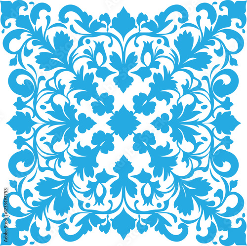 Tile pattern seamless flourish background element arabic decorative design for floor or wall vector.
