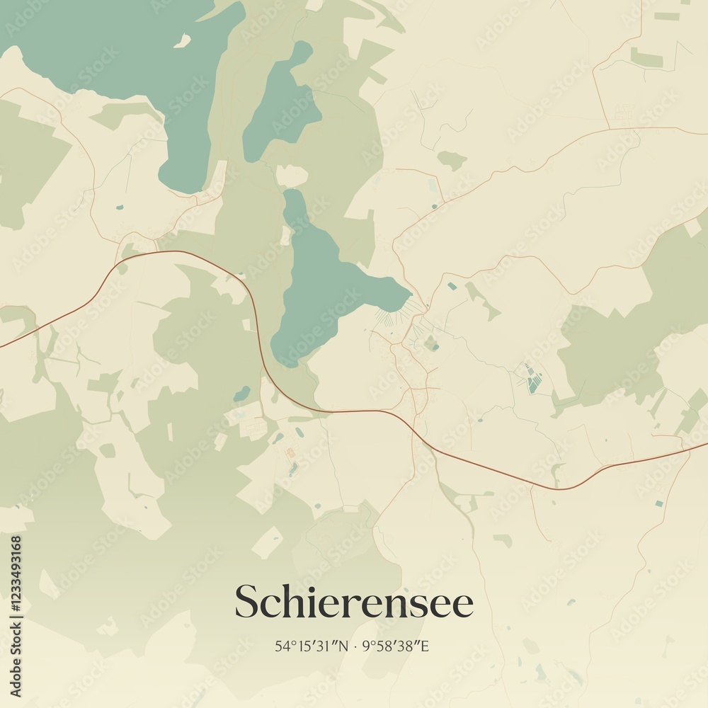 Obraz premium Vintage map of Schierensee, Germany.