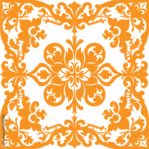 Tile pattern seamless flourish background element arabic decorative design for floor or wall vector.