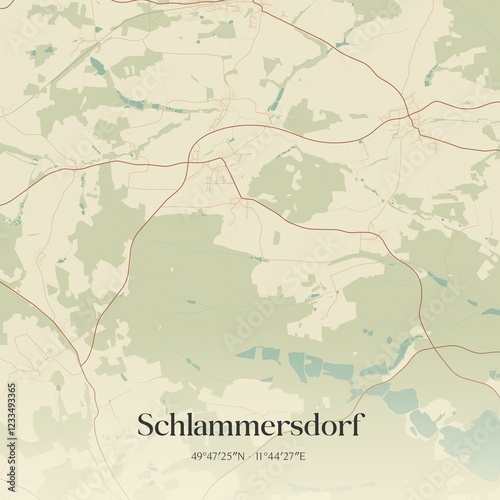 Vintage map of Schlammersdorf, Germany.