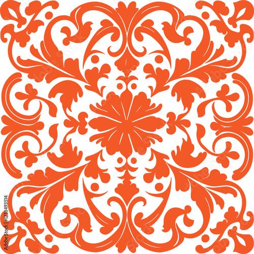 Tile pattern seamless flourish background element arabic decorative design for floor or wall vector.
