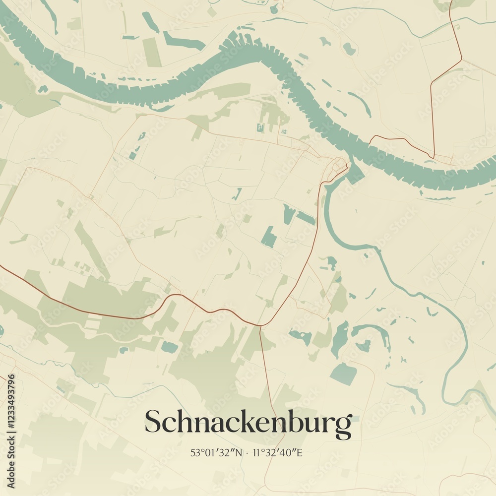 Obraz premium Vintage map of Schnackenburg, Germany.