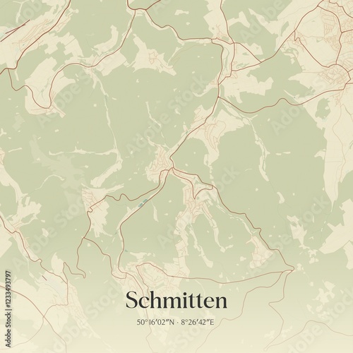 Vintage map of Schmitten, Germany. photo