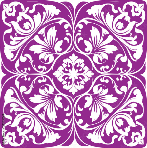 Tile pattern seamless flourish background element arabic decorative design for floor or wall vector.