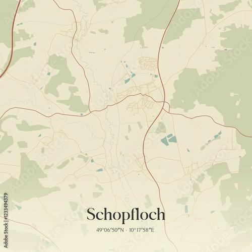 Vintage map of Schopfloch, Germany. photo