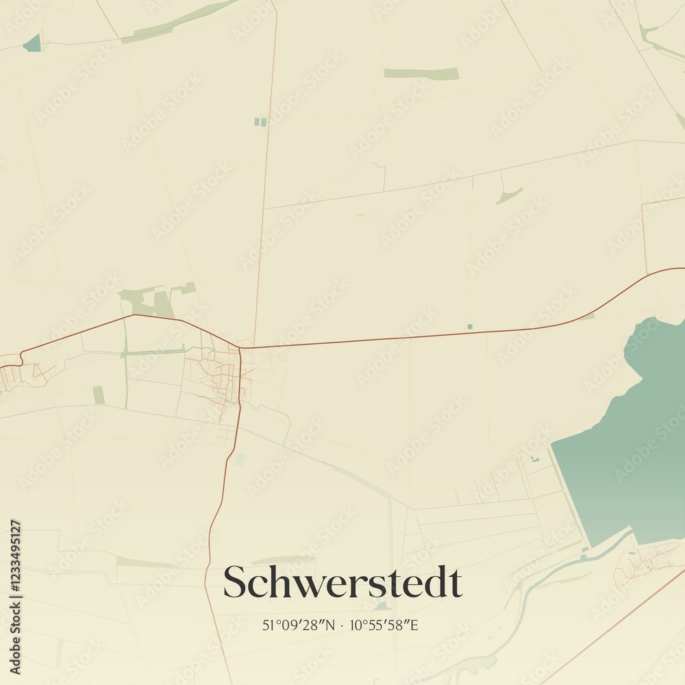 Obraz premium Vintage map of Schwerstedt, Germany.