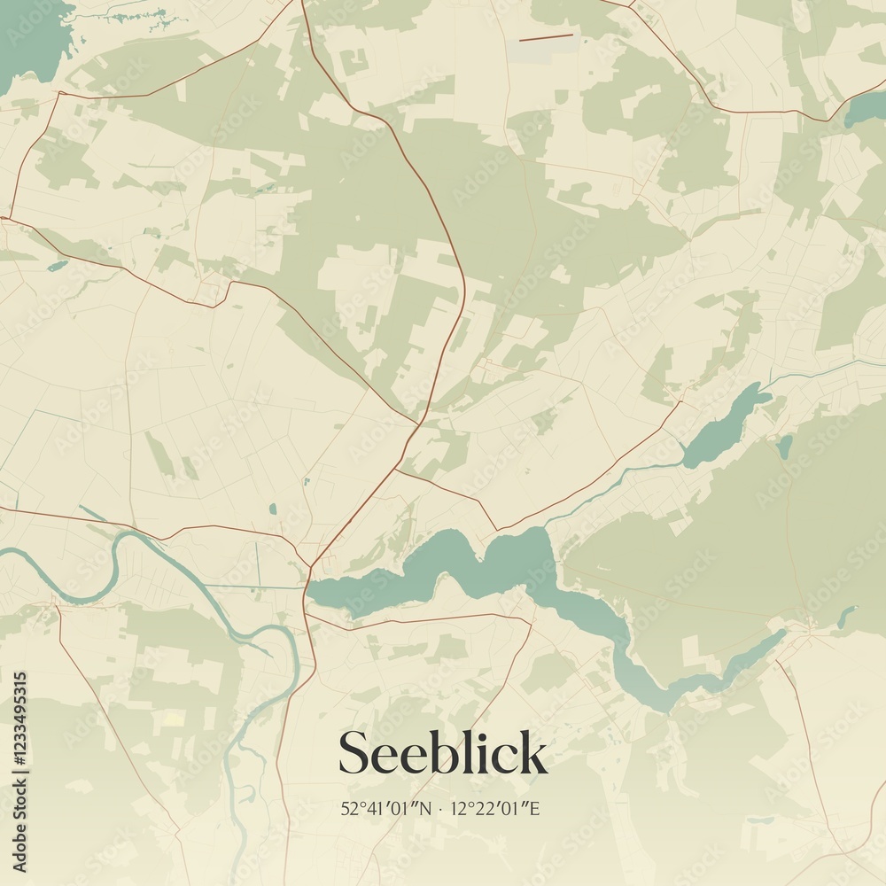 Fototapeta premium Vintage map of Seeblick, Germany.