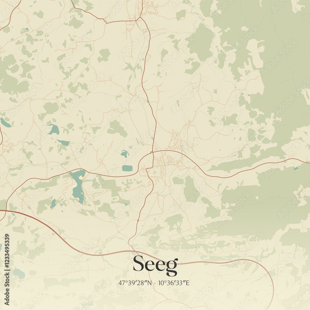 Fototapeta premium Vintage map of Seeg, Germany.