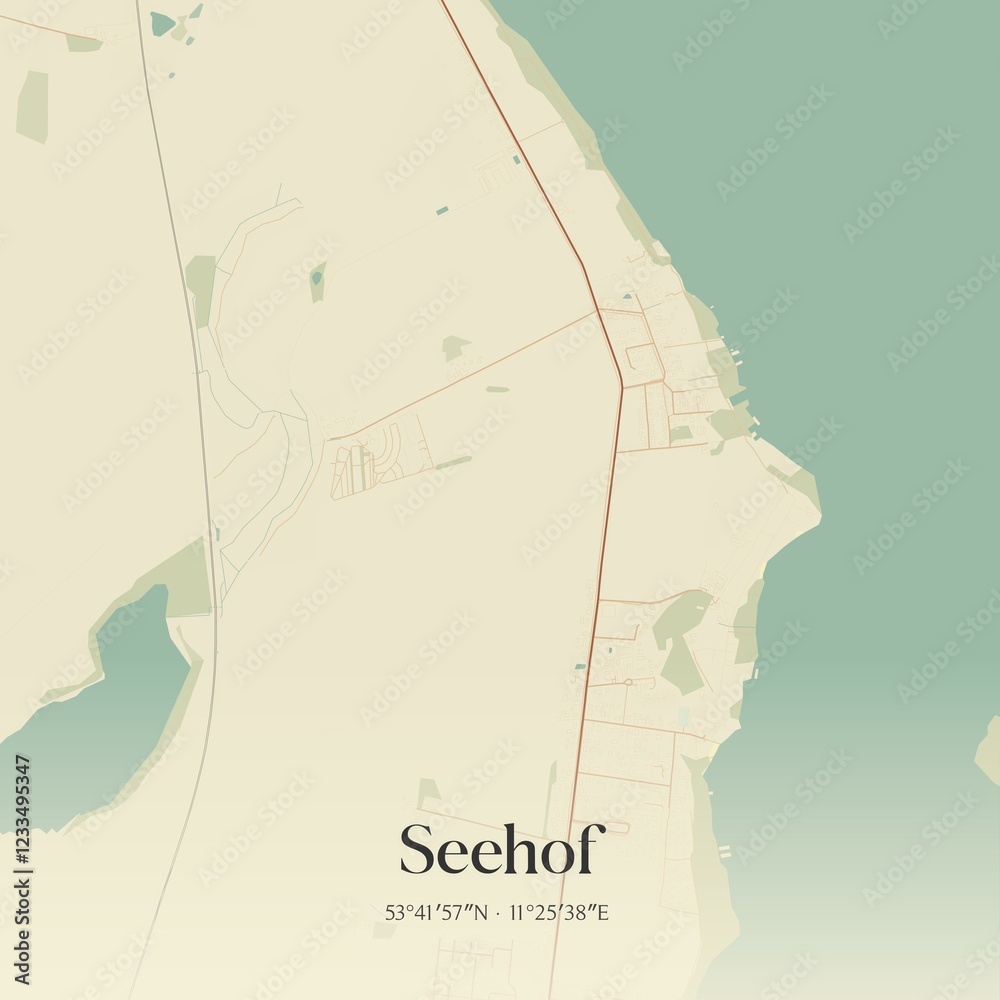 Fototapeta premium Vintage map of Seehof, Germany.
