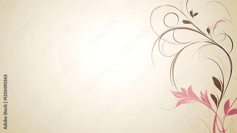 Elegant Floral Design On Beige Background Elegant Floral Design On Beige Background
