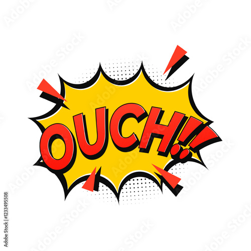 Ouch comic pop art style speech bubble with text expression effect collection