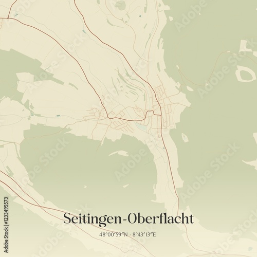 Vintage map of Seitingen-Oberflacht, Germany.
