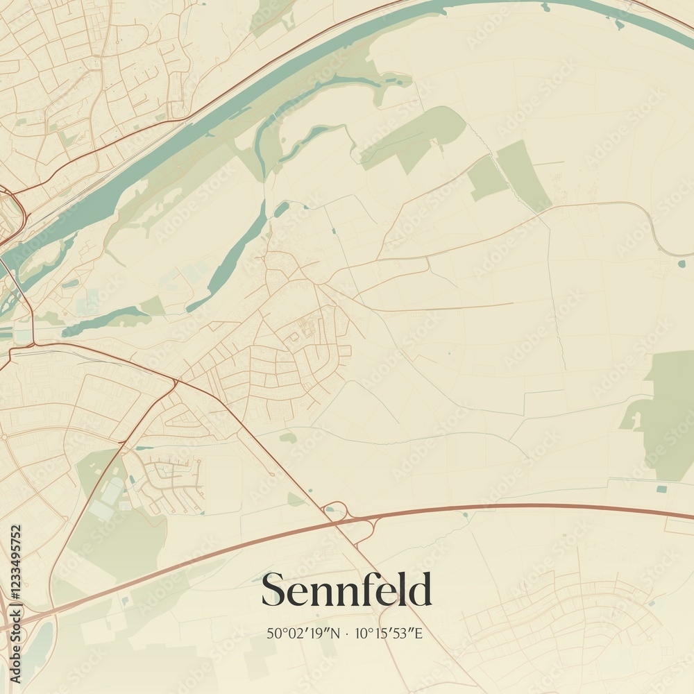 Obraz premium Vintage map of Sennfeld, Germany.