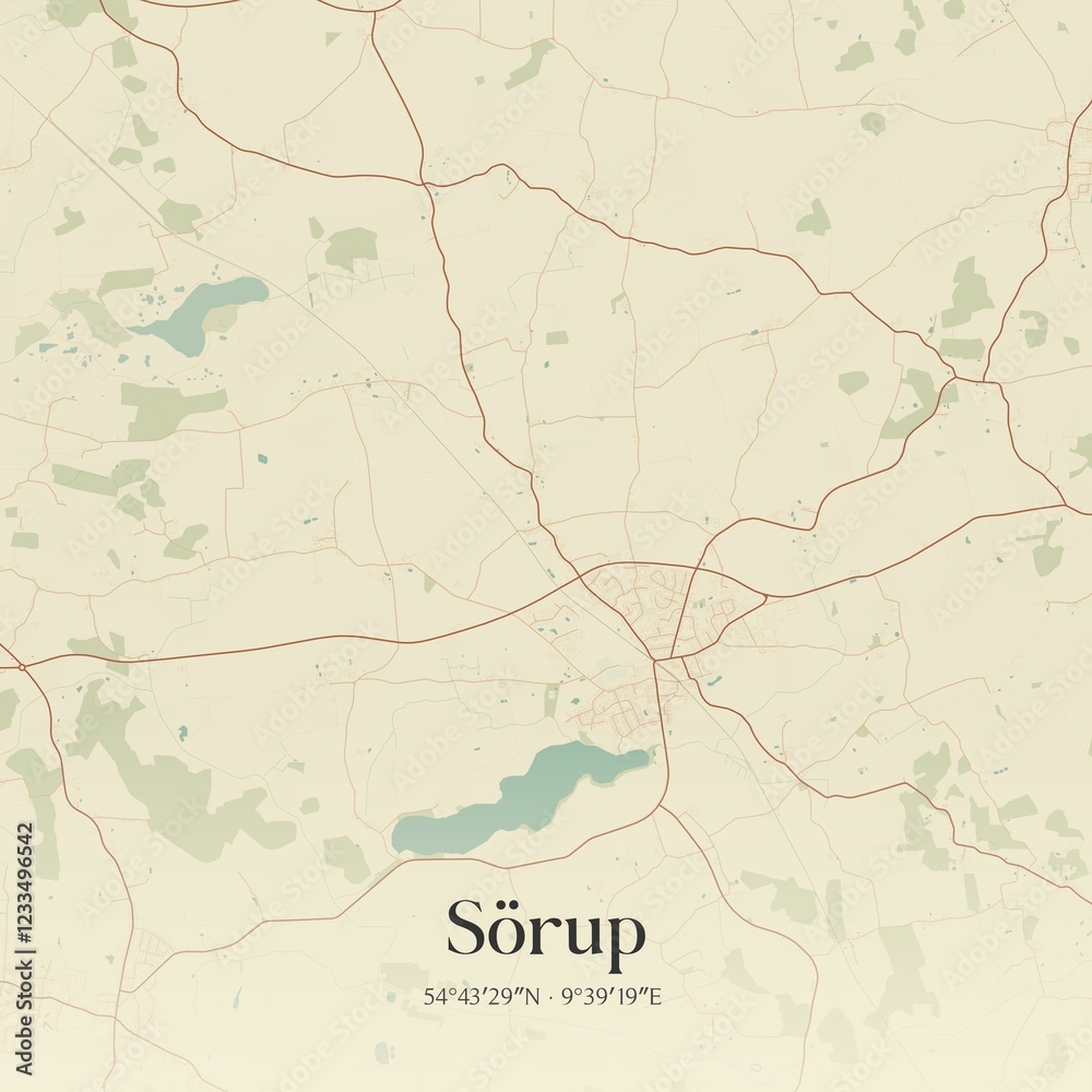 Obraz premium Vintage map of Sorup, Germany.
