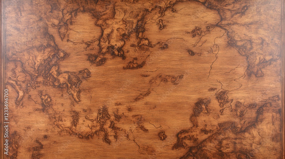 Fototapeta premium Intricate Wood Grain Map Tabletop Design