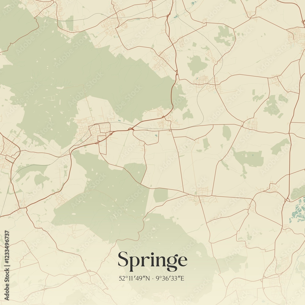 Obraz premium Vintage map of Springe, Germany.