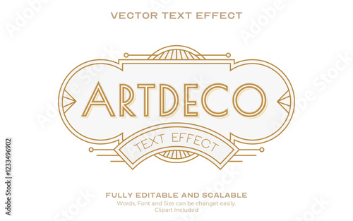 luxury Art deco signage logo style text effect with gold accent