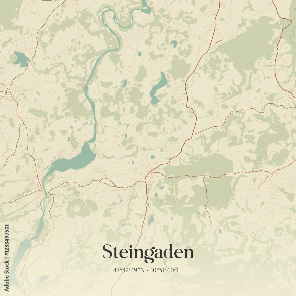 Fototapeta premium Vintage map of Steingaden, Germany.
