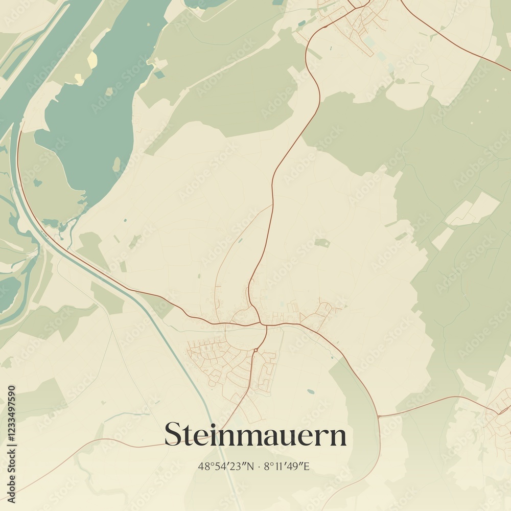 Fototapeta premium Vintage map of Steinmauern, Germany.