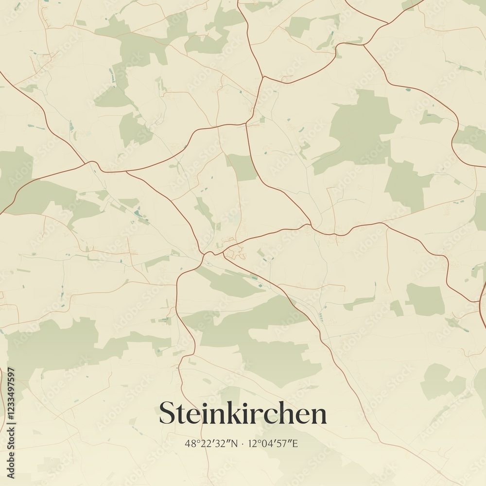 Fototapeta premium Vintage map of Steinkirchen, Germany.