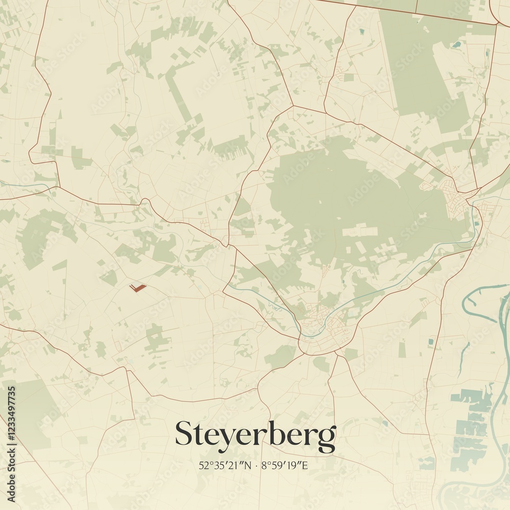 Fototapeta premium Vintage map of Steyerberg, Germany.