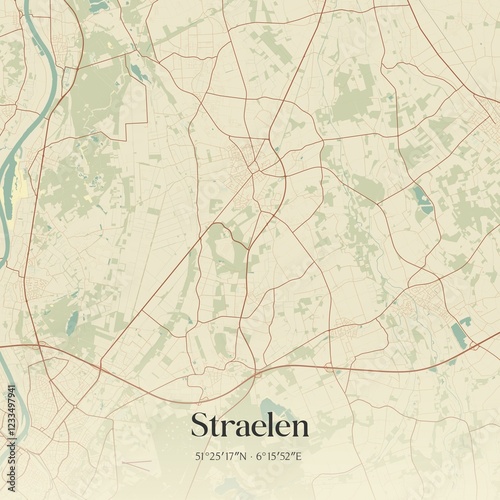 Vintage map of Straelen, Germany.