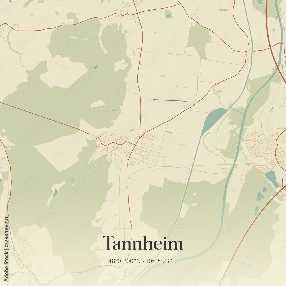 Fototapeta premium Vintage map of Tannheim, Germany.