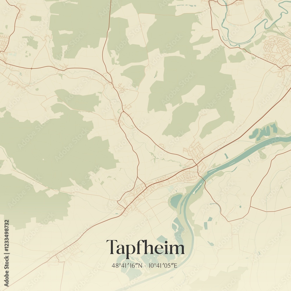 Fototapeta premium Vintage map of Tapfheim, Germany.