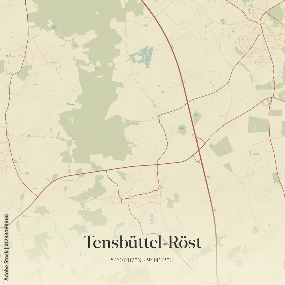 Obraz premium Vintage map of Tensbuttel-Rost, Germany.