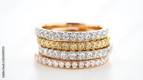 Stacked diamond eternity bands.