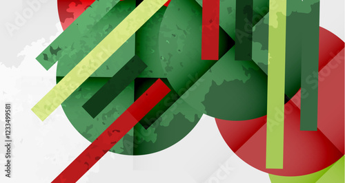 Squares, circles and triangles and grainy noisy texture. Vector Illustration For Wallpaper, Banner, Background, Card, Book Illustration, landing page
