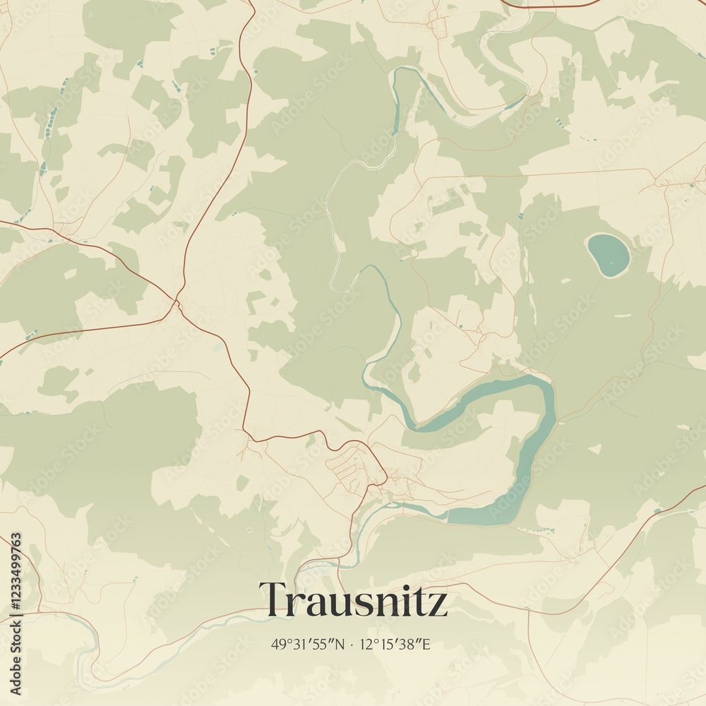 Fototapeta premium Vintage map of Trausnitz, Germany.