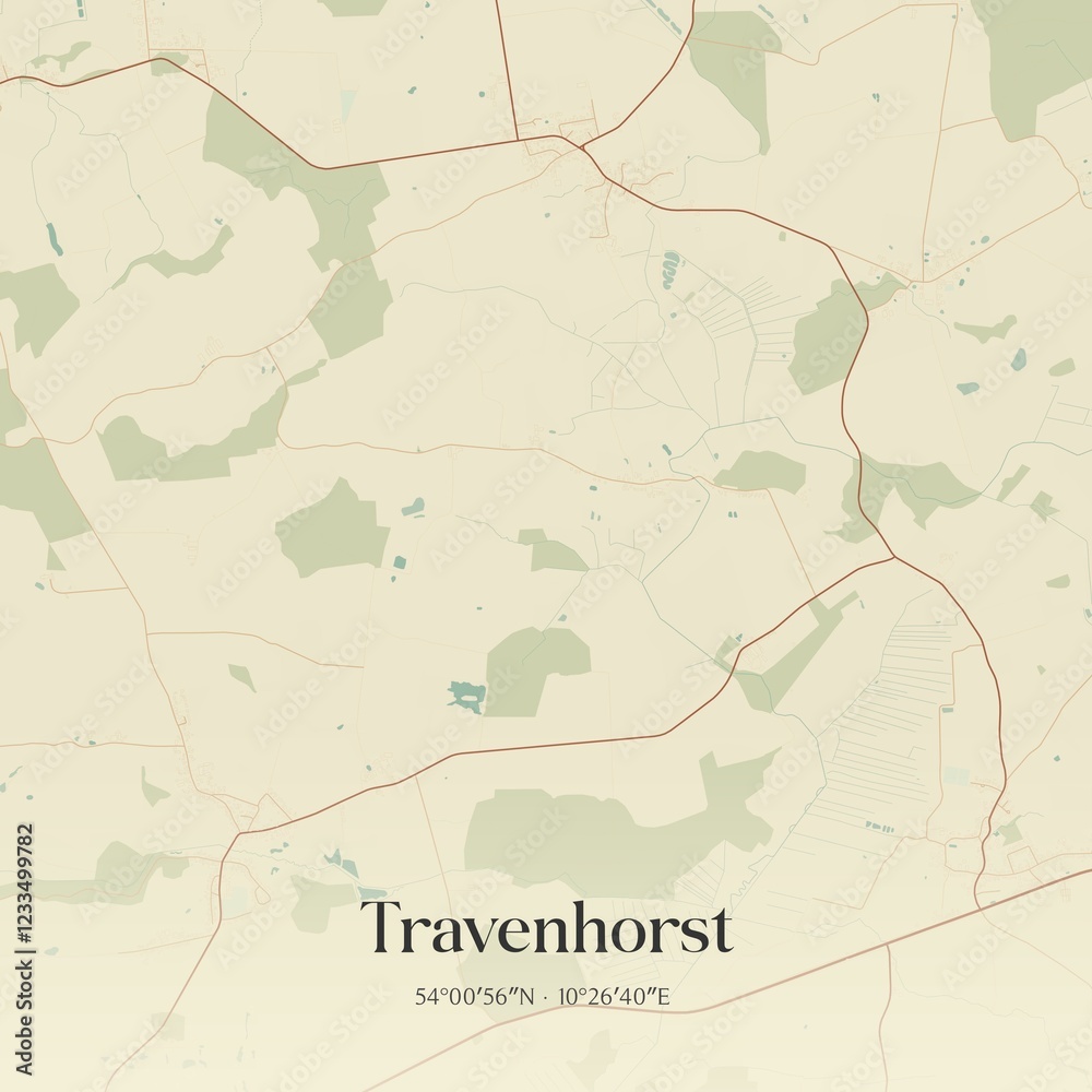 Fototapeta premium Vintage map of Travenhorst, Germany.