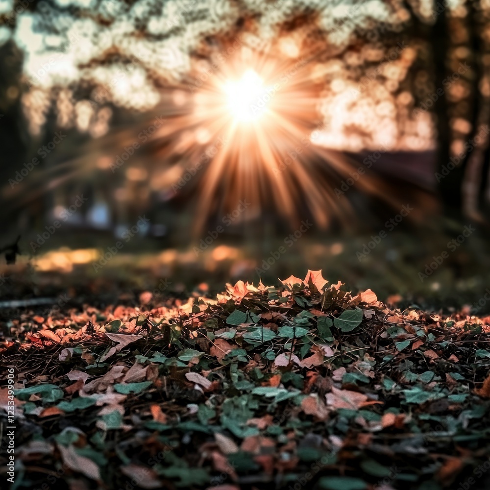 Autumnal Sunburst Fallen Leaves Nature Bokeh Golden Hour Autumnal Sunburst Fallen Leaves Nature Bokeh Golden Hour