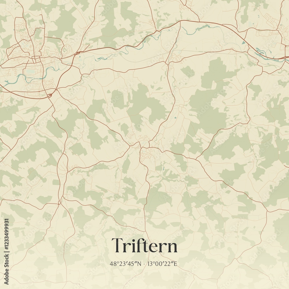 Fototapeta premium Vintage map of Triftern, Germany.