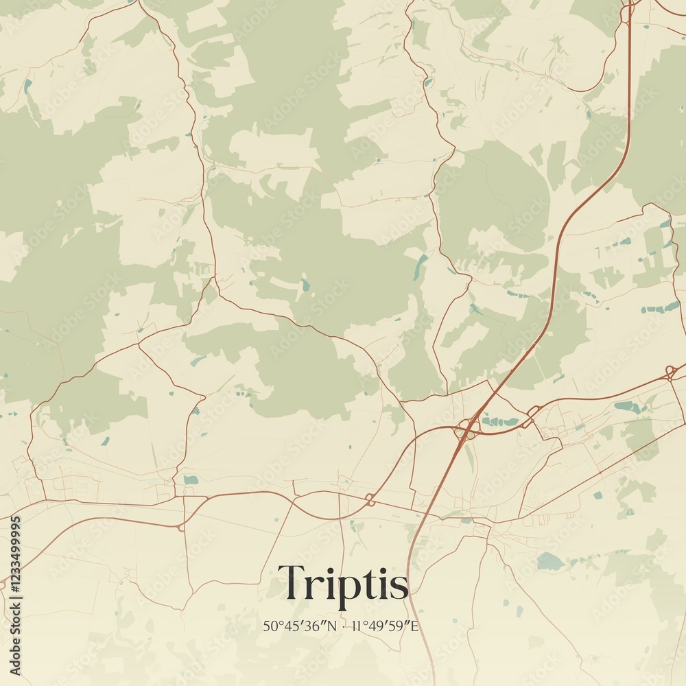 Fototapeta premium Vintage map of Triptis, Germany.