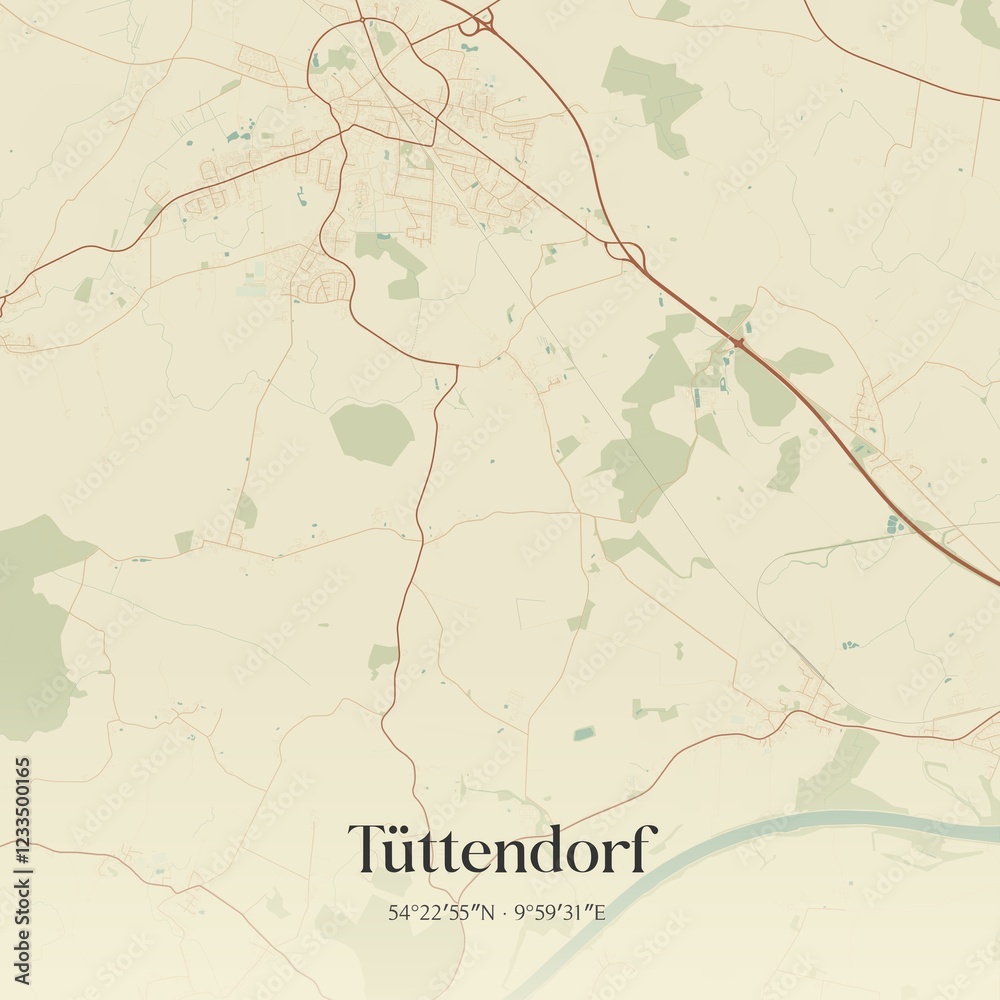 Fototapeta premium Vintage map of Tuttendorf, Germany.