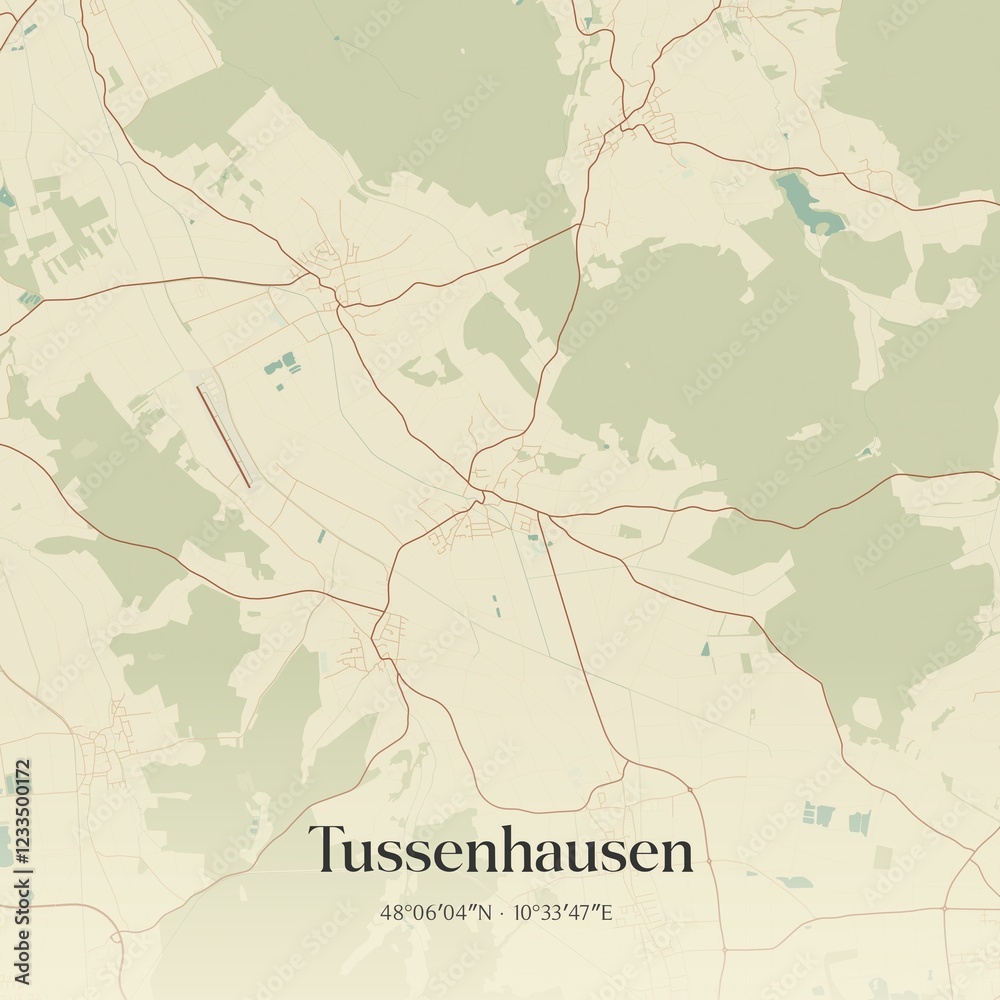 Obraz premium Vintage map of Tussenhausen, Germany.
