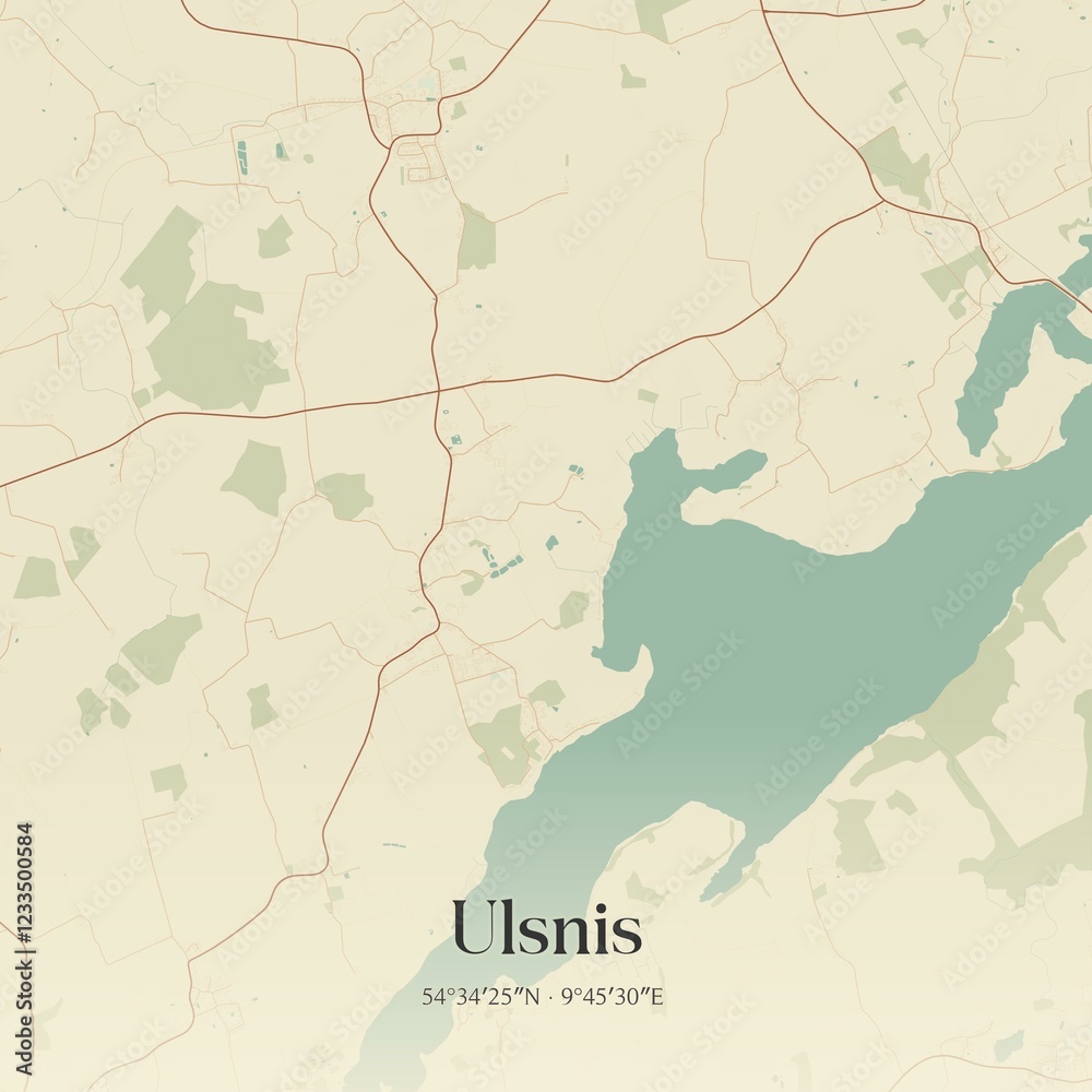 Fototapeta premium Vintage map of Ulsnis, Germany.