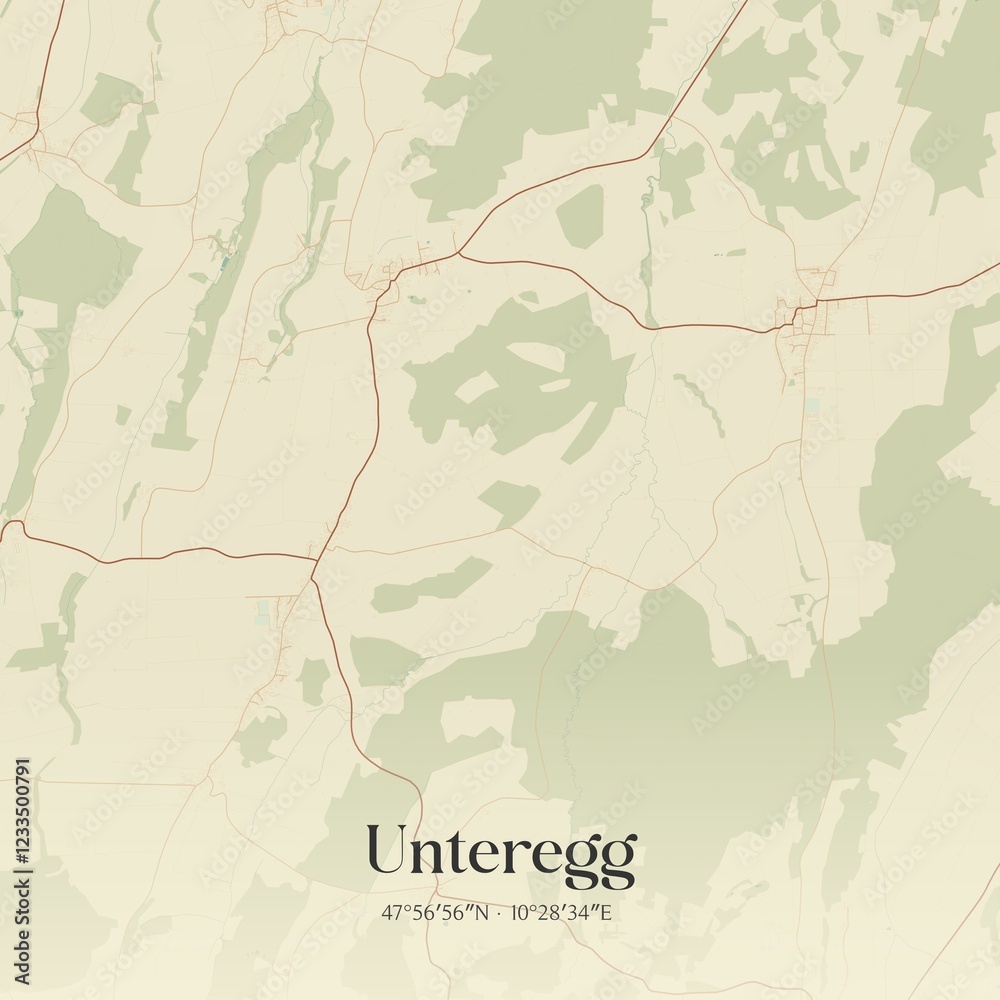 Fototapeta premium Vintage map of Unteregg, Germany.