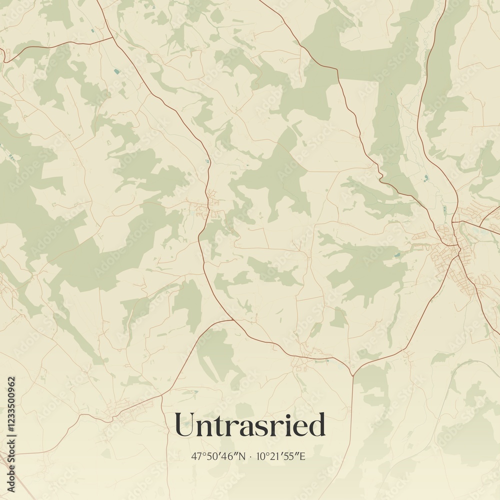 Fototapeta premium Vintage map of Untrasried, Germany.